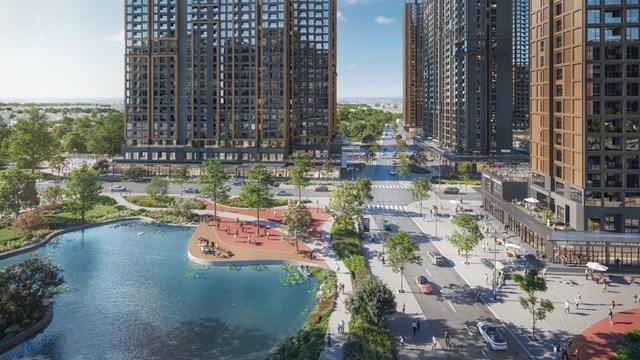 Cảnh quan xanh với c&ocirc;ng vi&ecirc;n trung t&acirc;m rộng 3,6ha l&agrave; điểm nhấn nổi bật của The Parkland &nbsp;