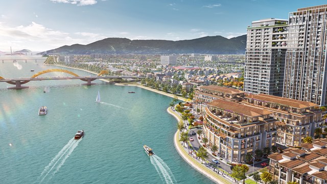 Vị tr&iacute; cận kề b&ecirc;n s&ocirc;ng H&agrave;n của ph&acirc;n khu. Ảnh phối cảnh minh họa Sun Property &nbsp;