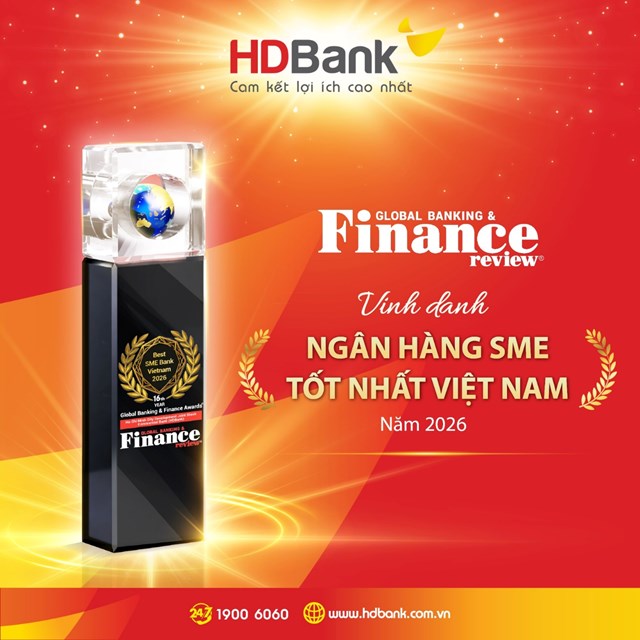 Đ&acirc;y l&agrave; năm thứ 5 li&ecirc;n tiếp, HDBank được Asian Banking &amp; Finance Awards 2026 vinh danh ở hai hạng mục: Ng&acirc;n h&agrave;ng B&aacute;n lẻ của năm v&agrave; Ng&acirc;n h&agrave;ng SME của năm.
