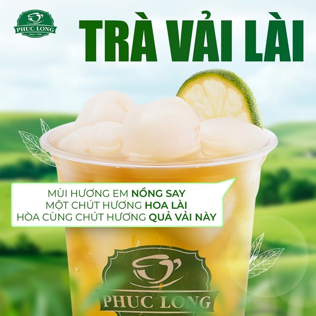Trà Vải Lài, một sự hòa quyện tinh tế giữa trà xanh ướp lài thanh khiết và vị ngọt dịu của vải, tạo nên trải nghiệm tươi mát đầy cuốn hút.