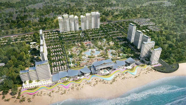 Blanca City nằm tr&ecirc;n trục đường huyết mạch 3 th&aacute;ng 2 v&agrave; &ocirc;m trọn gần 1km bờ biển B&atilde;i Sau &nbsp;
