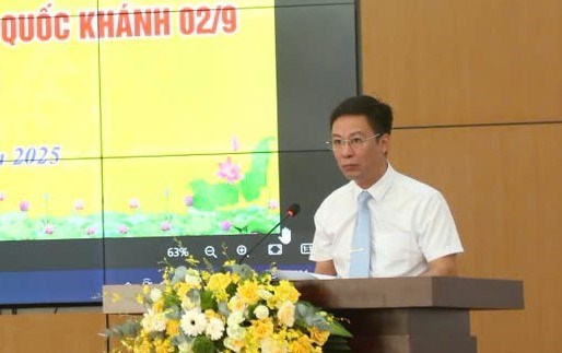 Đồng ch&iacute; Đ&agrave;o Thắng, Ph&oacute; B&iacute; thư Đảng ủy, Chủ tịch UBND x&atilde; Đại Đ&igrave;nh ph&aacute;t biểu tại hội nghị
