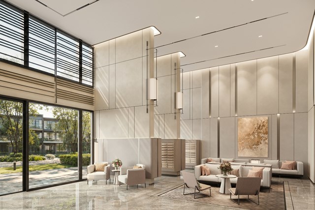 Phối cảnh sảnh lobby t&ograve;a th&aacute;p cao tầng tại Imperia Sensa Park &nbsp;