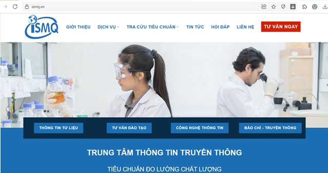 Giao diện website Trung t&acirc;m Th&ocirc;ng tin - Truyền th&ocirc;ng Ti&ecirc;u chuẩn Đo lường Chất lượng. &nbsp;