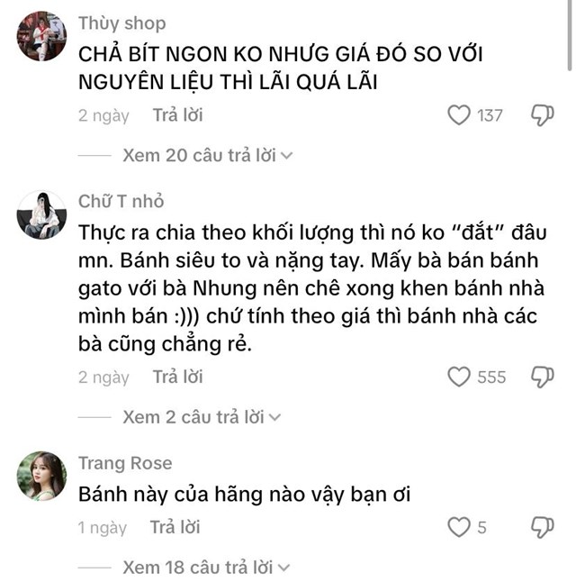 B&igrave;nh luận của người ti&ecirc;u d&ugrave;ng tr&ecirc;n c&aacute;c b&agrave;i đăng về &ldquo;b&aacute;nh dẻo thị phi&rdquo; (Ảnh TikTok)