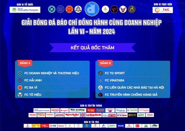 Kết quả&nbsp; bốc thăm chia bảng giải b&oacute;ng đ&aacute; &ldquo;B&aacute;o ch&iacute; đồng h&agrave;nh c&ugrave;ng doanh nghiệp&rdquo; lần VI &ndash; năm 2024 3