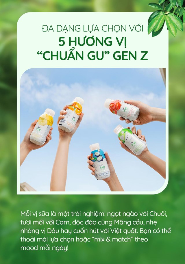 Kh&ocirc;ng chỉ thơm ngon, m&agrave; c&ograve;n dễ uống v&agrave; ho&agrave;n to&agrave;n từ hương vị tự nhi&ecirc;n, TH true JUICE milk nhanh ch&oacute;ng trở th&agrave;nh &ldquo;ch&acirc;n &aacute;i&rdquo; của nhiều bạn trẻ. Một tuần 5 vị, đổi vị li&ecirc;n tục m&agrave; chẳng bao giờ ch&aacute;n!
