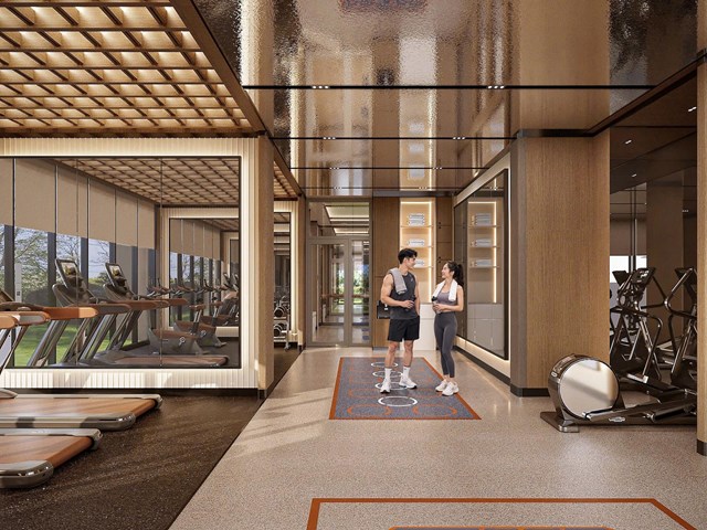 Hệ tiện &iacute;ch chăm s&oacute;c sức khỏe với ph&ograve;ng gym hiện đại thoả m&atilde;n nhu cầu r&egrave;n luyện thể chất của cư d&acirc;n. Ảnh: Sun Property. &nbsp;