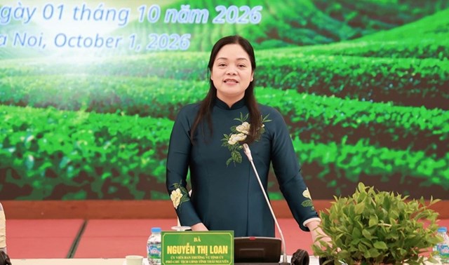 B&agrave; Nguyễn Thị Loan, Ủy vi&ecirc;n BTV Tỉnh ủy, Ph&oacute; Chủ tịch UBND tỉnh, Trưởng Ban Tổ chức Festival Tr&agrave; Quốc tế - Th&aacute;i Nguy&ecirc;n năm 2026 th&ocirc;ng tin tại Họp b&aacute;o.&nbsp;