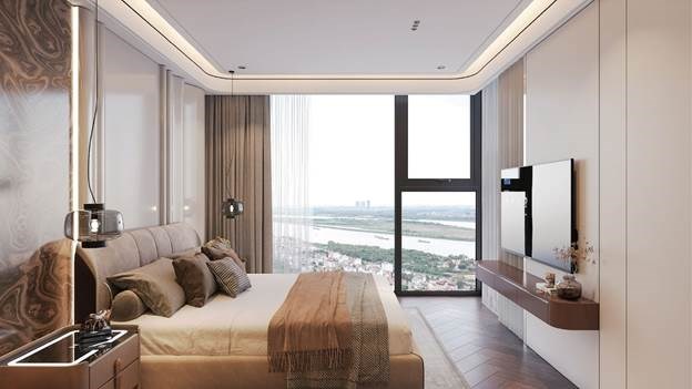 Tầm nh&igrave;n 180 độ kh&ocirc;ng g&oacute;c chết hướng trọn ra d&ograve;ng s&ocirc;ng Hồng từ căn hộ dự &aacute;n. &nbsp;