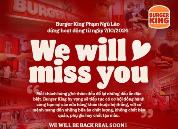 Cửa h&#224;ng Burger King Phạm Ngũ L&#227;o đ&#243;ng cửa: T&#237;n hiệu n&#224;o cho thị trường F&amp;B Việt Nam? - Ảnh 1