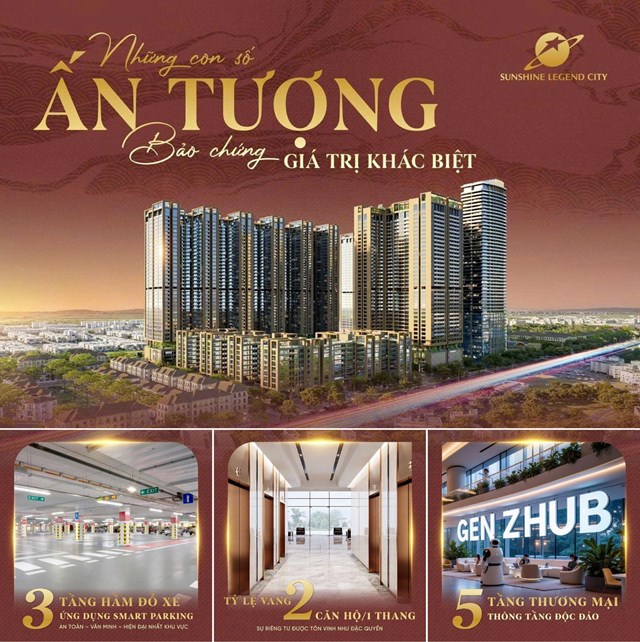 Kh&ocirc;ng chỉ sở hữu thiết kế nổi bật với facade k&iacute;nh Low-E 3 lớp chạm s&agrave;n, Sunshine Legend City l&agrave; dự &aacute;n đầu ti&ecirc;n tại khu vực c&oacute; đến 3 tầng hầm đỗ xe quy m&ocirc; lớn ứng dụng c&ocirc;ng nghệ Smart Parking ti&ecirc;n tiến, mật độ thang m&aacute;y l&yacute; tưởng, trung b&igrave;nh khoảng 2 căn hộ/thang/tầng &nbsp;