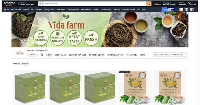 Vida Farm đạt doanh thu triệu đô sau một năm bán trà thảo mộc tự nhiên trên Amazon, sử dụng 100% nguyên liệu nông sản Việt như mãng cầu xiêm, khổ qua, hoa dâm bụt, gừng, nghệ, trà xanh.