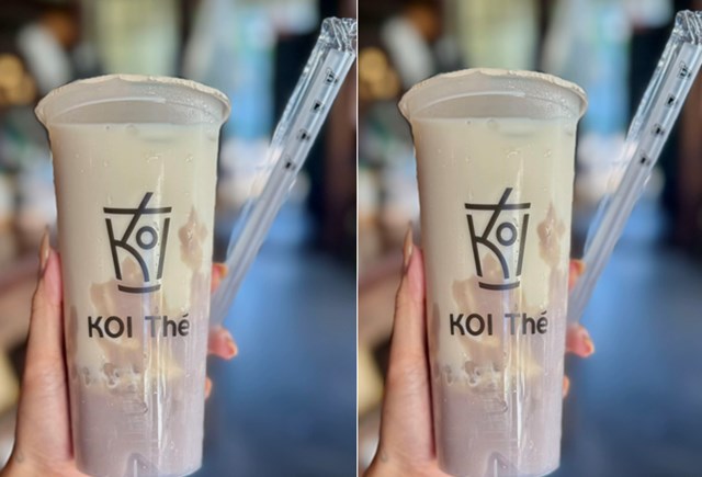 Lục Trà kết hợp trà đậm vị KOI, sữa tươi ngọt thanh và khoai môn tươi béo bùi.