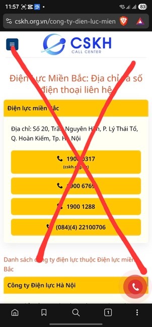 EVNNPC khẳng định: Địa chỉ truy cập tr&ecirc;n kh&ocirc;ng phải của EVNNPC hay bất cứ đơn vị th&agrave;nh vi&ecirc;n n&agrave;o thuộc EVNNPC.&nbsp; &nbsp;