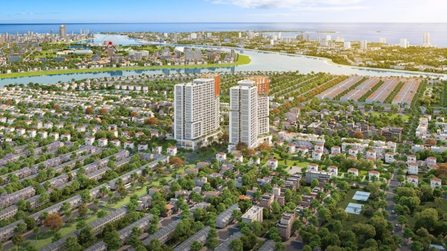 Tổ hợp căn hộ Cora Tower tọa lạc tại l&otilde;i trung t&acirc;m Sun NeO City. (Ảnh phối cảnh: Sun Property) &nbsp;