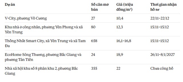 Bắc Ninh: 5 dự án nhà ở xã hội mở bán tháng 11, giá chỉ từ 12,3 triệu đồng/m² - Ảnh 1