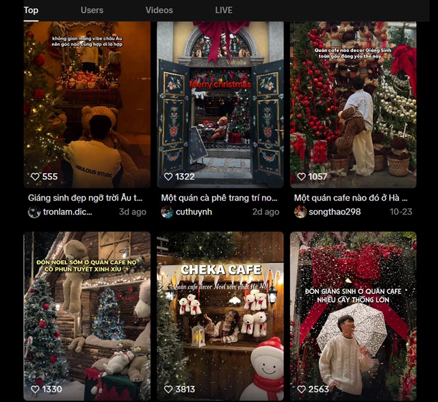Trên nền tảng Tiktok cũng đã xuất hiện nhiều video check-in Giáng sinh 2025  