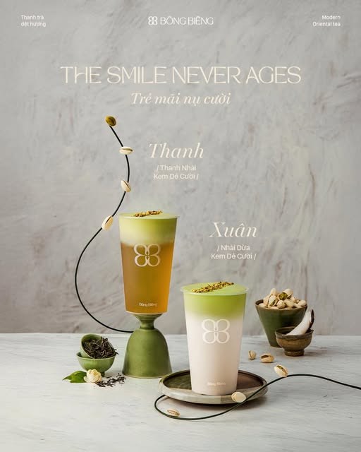 Từ cảm hứng về nụ cười v&agrave; hạt dẻ cười - lo&agrave;i hạt h&eacute; nở khi ch&iacute;n, gi&agrave;u dưỡng chất, B&ocirc;ng Bi&ecirc;ng s&aacute;ng tạo n&ecirc;n Series Kem Dẻ Cười với hai sản phẩm l&agrave; Thanh - Thanh Nh&agrave;i Kem Dẻ Cười v&agrave; Xu&acirc;n - Nh&agrave;i Dừa Kem Dẻ Cười (Ảnh: B&ocirc;ng Bi&ecirc;ng)