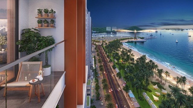 Sun Centro Town sở hữu tầm nh&igrave;n hướng vịnh Hạ Long v&agrave; đặc quyền &ldquo;một bước&rdquo; ra biển. Ảnh: Sun Property &nbsp;