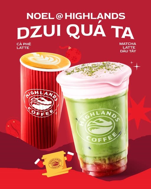 Highlands ra mắt Matcha Latte Dâu Tây, thức uống mùa lễ hội kết hợp sắc xanh tinh khiết của matcha và đỏ ngọt ngào của dâu tươi.