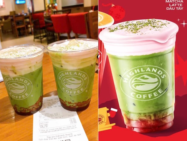 Điểm nhấn đầu tiên của ly Matcha Latte Dâu Tây chính là lớp foam dâu béo nhẹ, mượt mà, như một tấm chăn xốp êm ái ôm trọn ly đồ uống.