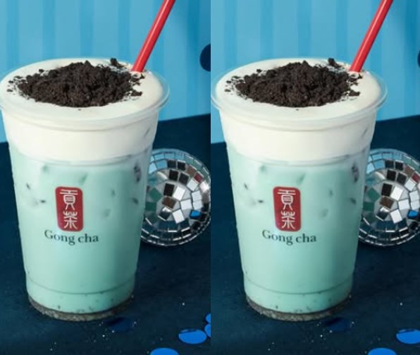 Mint Cookies Milk Tea là kết hợp giữa mint the mát và lớp cookies giòn nhẹ.