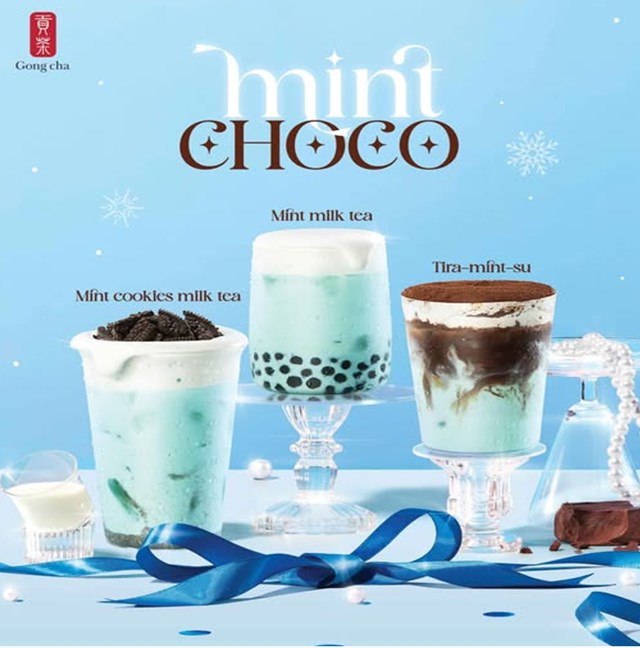 Mint Choco Series 2025 từ Gong Cha mang không khí Giáng Sinh đến từng ngụm trà sữa.