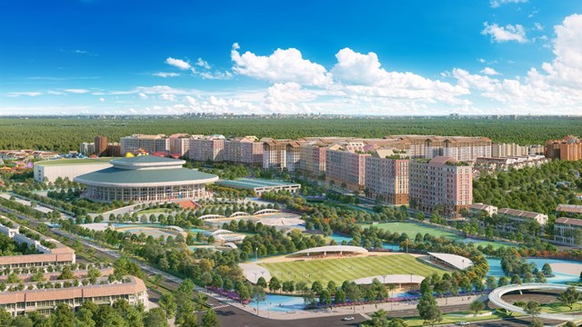 Park Residence được bao quanh bởi 4 đại c&ocirc;ng vi&ecirc;n chủ đề. (Ảnh phối cảnh: Sun Property) &nbsp;