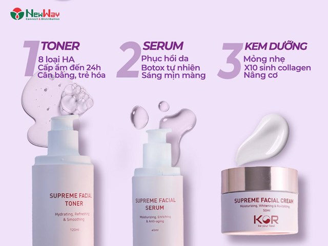 KOR Supreme Facial - Bộ sản phẩm d&agrave;nh ri&ecirc;ng cho da l&atilde;o h&oacute;a ((Ảnh: Newway.vn).