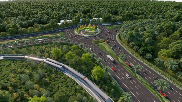 Hai b&ecirc;n đại lộ được phủ xanh bằng những h&agrave;ng me t&acirc;y cao lớn, tạo cảnh quan hiện đại, h&agrave;i h&ograve;a v&agrave; th&acirc;n thiện với m&ocirc;i trường. &nbsp;