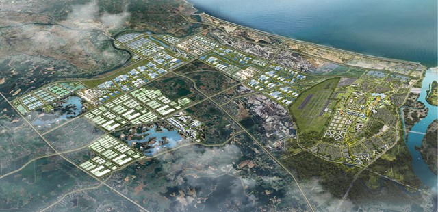 Phối cảnh Tổ hợp c&ocirc;ng nghiệp h&agrave;ng kh&ocirc;ng, logistics, dịch vụ, thương mại v&agrave; đ&ocirc; thị s&acirc;n bay tại Quảng Trị. &nbsp;