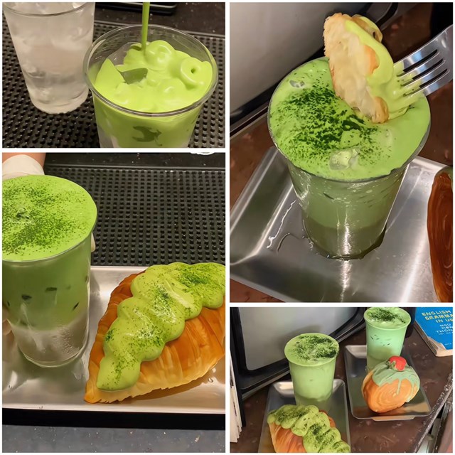 Lớp kem matcha s&aacute;nh mịn khiến nước uống n&agrave;y trở n&ecirc;n hấp dẫn &nbsp;