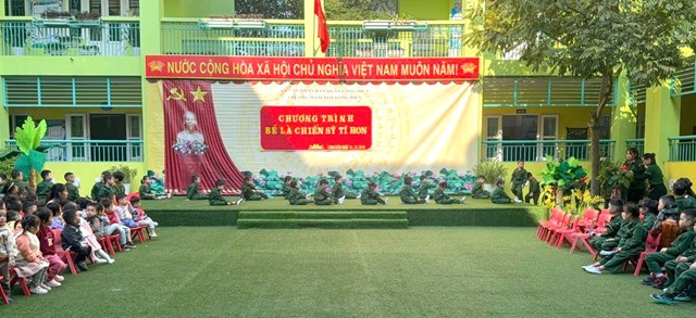 S&#226;n chơi “B&#233; l&#224; chiến sĩ t&#237; hon”: Củng cố niềm tin, khơi dậy niềm tự h&#224;o, tinh thần y&#234;u nước của thầy v&#224; tr&#242; trường mầm non Long Bi&#234;n - Ảnh 3