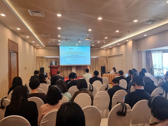 Hội nghị tổng kết Dự &aacute;n &ldquo;Th&uacute;c đẩy hợp t&aacute;c với thị trường EU v&agrave; khuyến kh&iacute;ch thực hiện m&ocirc; h&igrave;nh ph&aacute;t triển bền vững trong cộng đồng doanh nghiệp Việt Nam&rdquo; &nbsp;