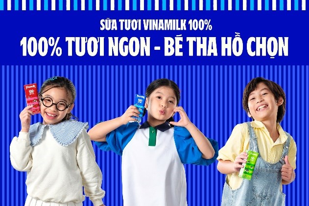 Chiến dịch truyền th&ocirc;ng &ldquo;Sữa tươi Vinamilk 100% - Vắt mỗi ng&agrave;y, tươi mỗi ng&agrave;y&rdquo; theo nhận diện mới.