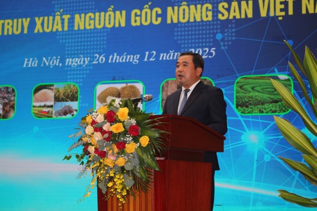 Bộ trưởng Trần Đức Thắng: "Hệ thống kh&ocirc;ng chỉ l&agrave; giải ph&aacute;p c&ocirc;ng nghệ m&agrave; c&ograve;n l&agrave; c&ocirc;ng cụ quản l&yacute; hiện đại, g&oacute;p phần ph&ograve;ng chống gian lận thương mại, h&agrave;ng giả, h&agrave;ng k&eacute;m chất lượng"