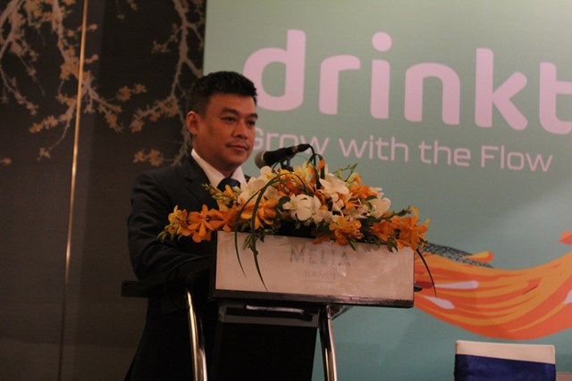 Ông Nguyễn Trung Chính - giám đốc Công ty ITEC, đại diện Yontex, ban tổ chức Drinktec tại Việt Nam phát biểu tại buổi họp báo. Ảnh: Phi Long.