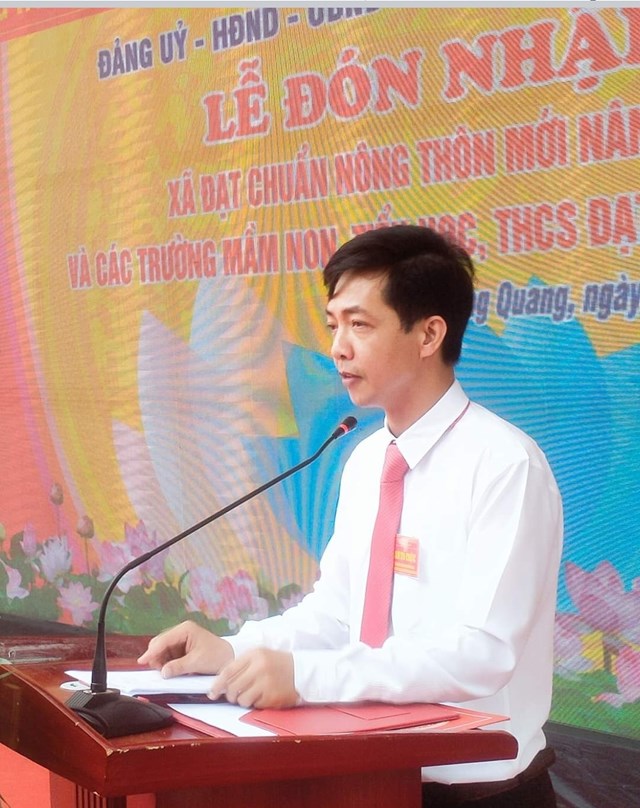 Ông Đặng Quyết Thắng, HUV, Bí thư Đảng ủy xã Đông Quang phát biểu tại buổi Lễ.