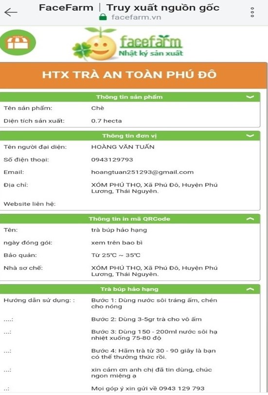 HTX trà an toàn Phú Đô ứng dụng nhật ký sản xuất điện tử Facefarm vào sản xuất trà hữu cơ, mang lại hiệu quả cao.