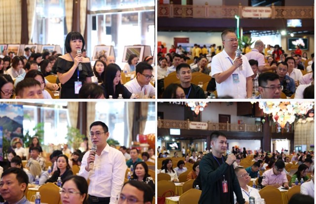 Các đại biểu đặt câu hỏi, cùng thảo luận về những vấn đề nhằm thúc đẩy du lịch tỉnh Hà Nam. 