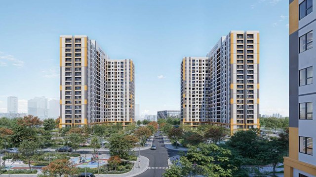 Phối cảnh Khu nh&agrave; ở x&atilde; hội Evergreen Premium. 