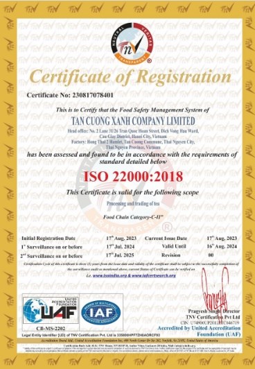 ISO 22000 : 2018 - TÂN CƯƠNG XANH.