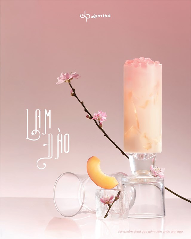 Tr&agrave; sữa &Ocirc; Long Đ&agrave;o của Lam Tr&agrave; được lấy cảm hứng từ hương đ&agrave;o ch&iacute;n h&ograve;a v&agrave;o nền tr&agrave; một c&aacute;ch nhẹ nh&agrave;ng, ngọt dịu v&agrave; mềm mại (Ảnh: Lam Tr&agrave;)