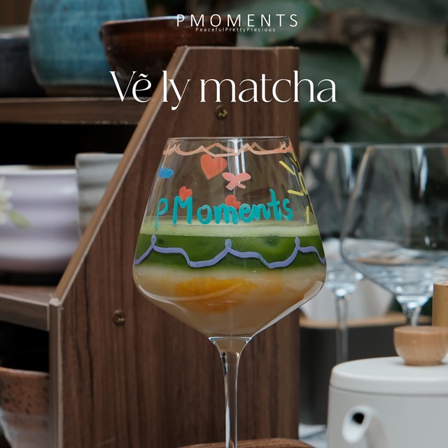 P Moments Coffee l&agrave; nơi trải nghiệm vẽ ly matcha được nhiều bạn trẻ y&ecirc;u th&iacute;ch (Ảnh: P Moments Coffee)