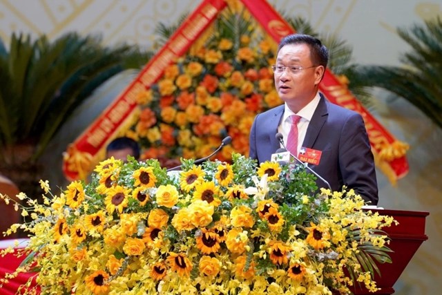 &Ocirc;ng L&ecirc; Ngọc Quang- B&iacute; thư Tỉnh ủy Quảng Trị ph&aacute;t biểu bế mạc Đại hội
