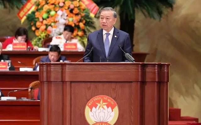 Tổng B&iacute; thư, Chủ tịch nước T&ocirc; L&acirc;m ph&aacute;t biểu chỉ đạo Đại hội đại biểu to&agrave;n quốc MTTQ Việt Nam lần thứ XI - Ảnh VGP