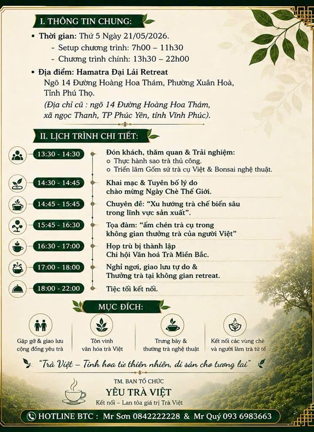 International Tea Day 2026: Hành trình kết nối và lan tỏa tinh hoa Trà Việt tại Hamatra Đại Lải Retreat - Ảnh 1