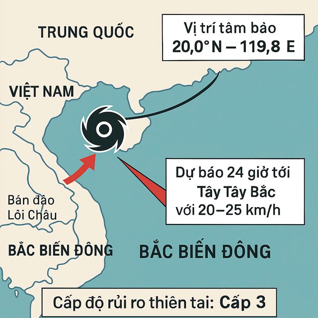 B&atilde;o WIPHA đ&atilde; đi v&agrave;o biển đ&ocirc;ng v&agrave; đang mạnh l&ecirc;n, đe dọa trực tiếp c&aacute;c tỉnh, th&agrave;nh ven biển ph&iacute;a Đ&ocirc;ng Bắc. Ảnh: Đ&agrave;i Kh&iacute; tượng Thủy văn th&agrave;nh phố Hải Ph&ograve;ng.