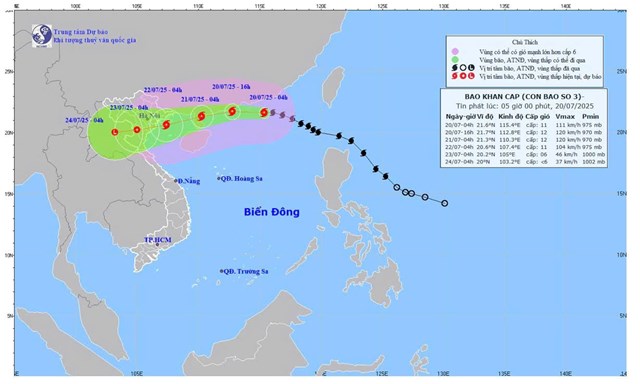 Dự b&aacute;o hướng đi của b&atilde;o.